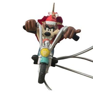 Taz Santa on a Motorcycle Christmas Ornament Vintage 1998 Warner‎ Brothers
